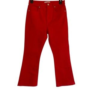 Loft Kick Crop Denim Jeans Women 2/26 Red Modern Boho Office Work Classic